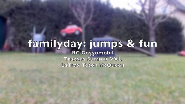 RC Goggomobil, Traxxas Summit VXL, LaTrax Teton McQueen - familyday: jumps & fun
